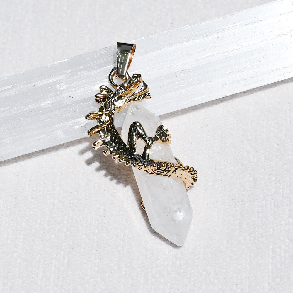 Natural Crystal Dragon Pendant