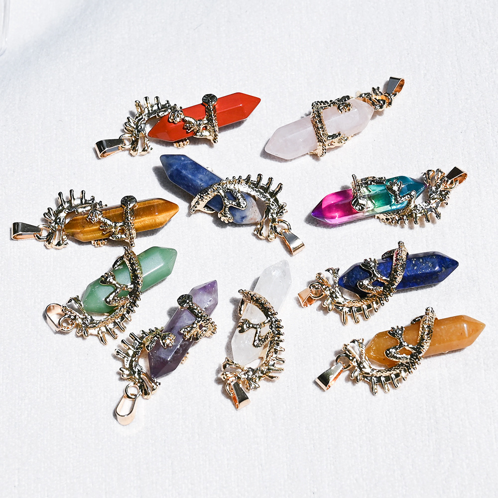 Natural Crystal Dragon Pendant