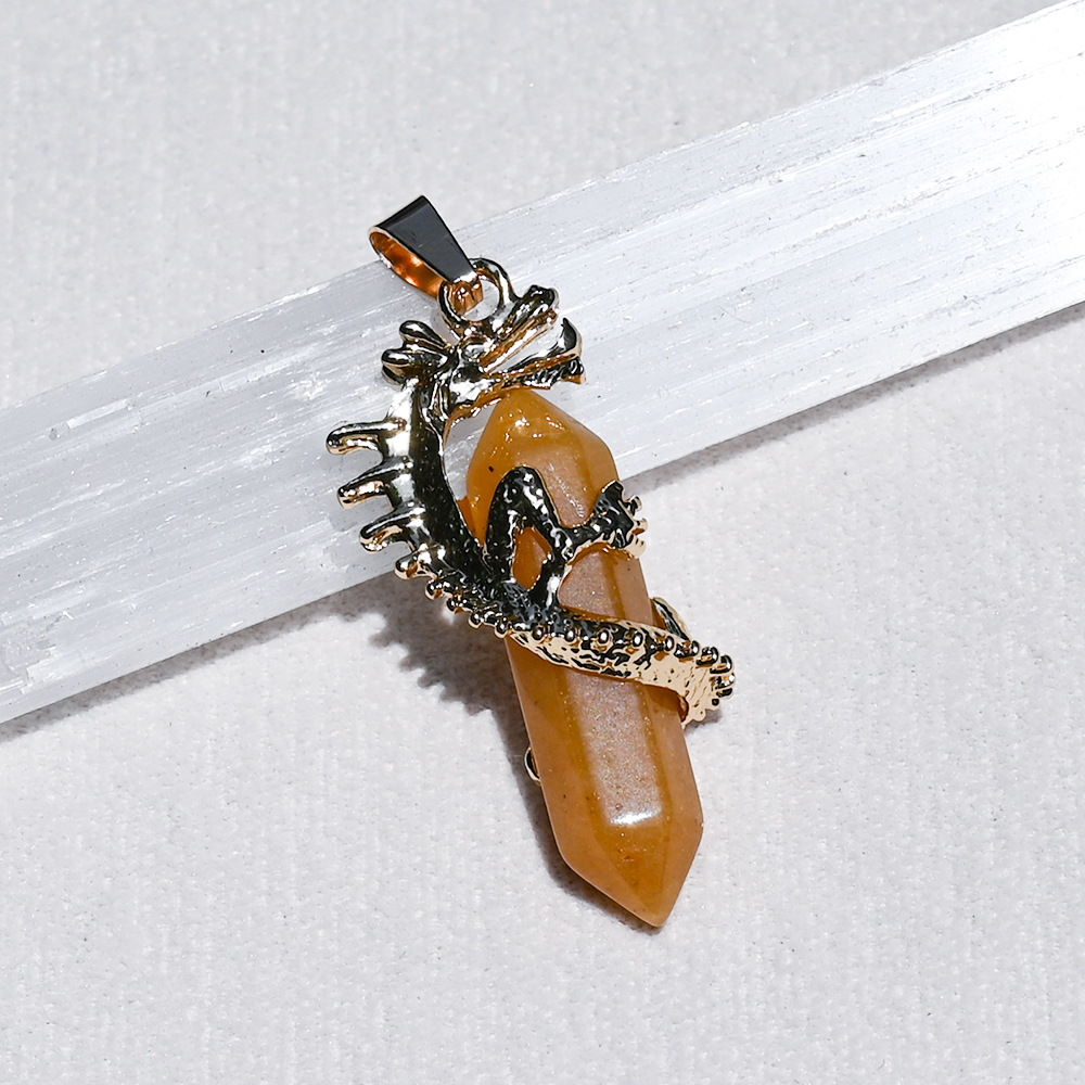 Natural Crystal Dragon Pendant