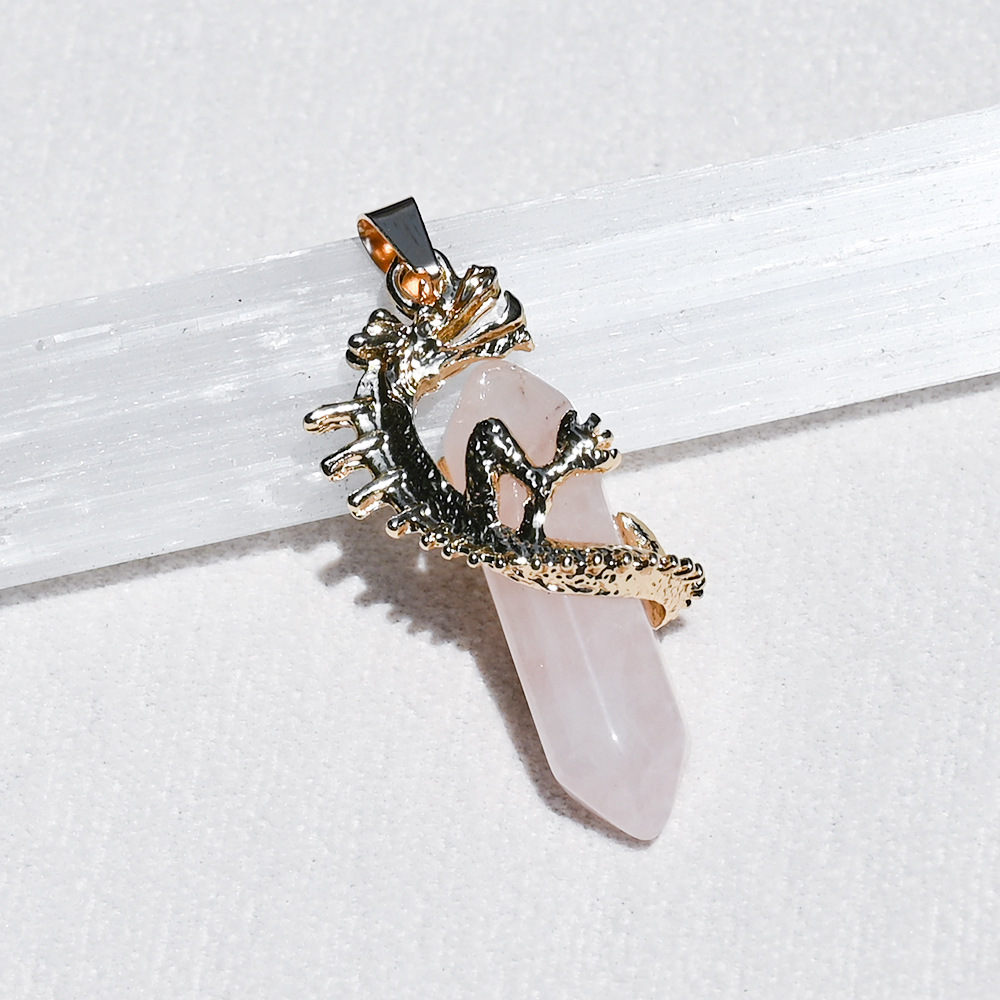 Natural Crystal Dragon Pendant