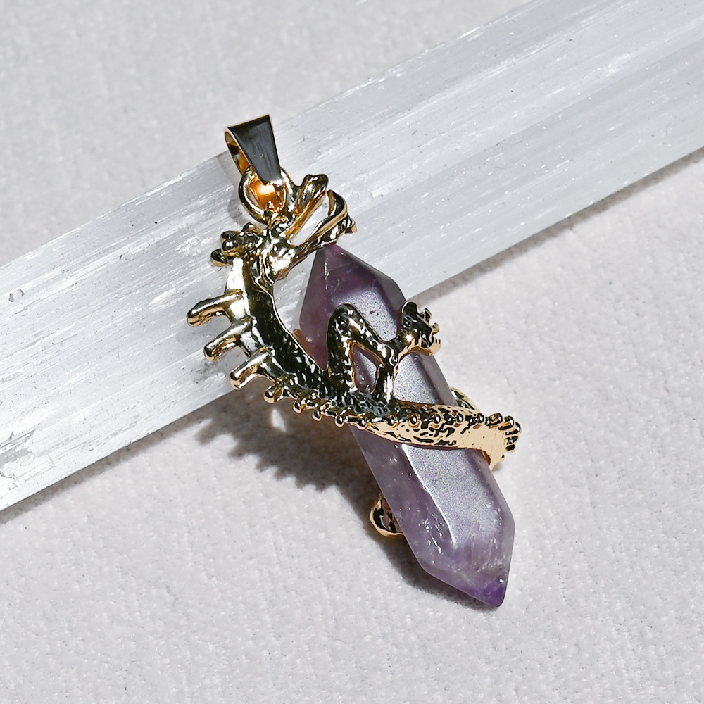 Natural Crystal Dragon Pendant