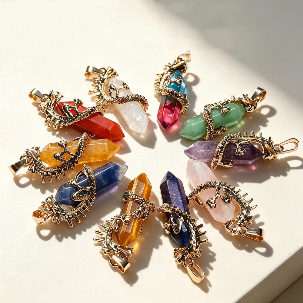 Natural Crystal Dragon Pendant