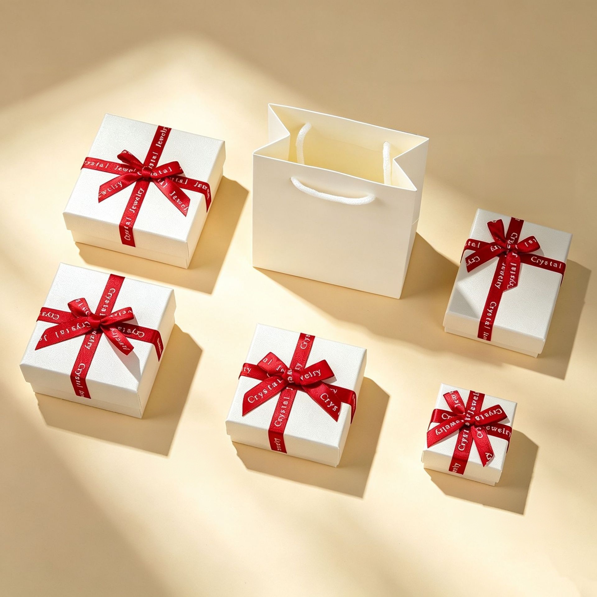 MYA4605--Bow-knot top and bottom cover jewelry box (off-white)