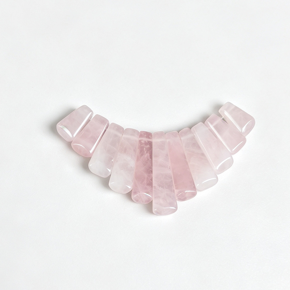 Natural Stone Trapezoidal Fan-Shaped Necklace Accessory with 11 Beads