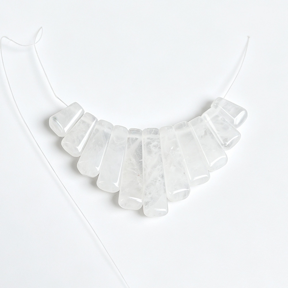 Natural Stone Trapezoidal Fan-Shaped Necklace Accessory with 11 Beads