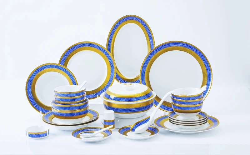Golden Blue Tableware Set