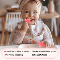 KUHU Carrot Silicone Spoon & Fork Set - Silicone Utensils for Babies & Toddlers, baby silicone spoon & Fork Set