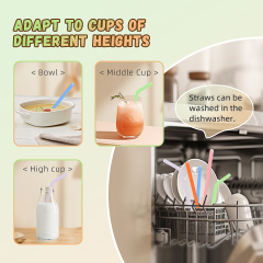 KUHU Straight and Bend Silicone Straw Set - 3 straight straws + 3 bend straws, Ideal for Babies, Toddlers, and Adults