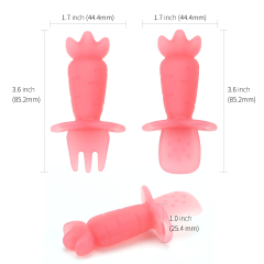 KUHU Carrot Silicone Spoon & Fork Set - Silicone Utensils for Babies & Toddlers, baby silicone spoon & Fork Set