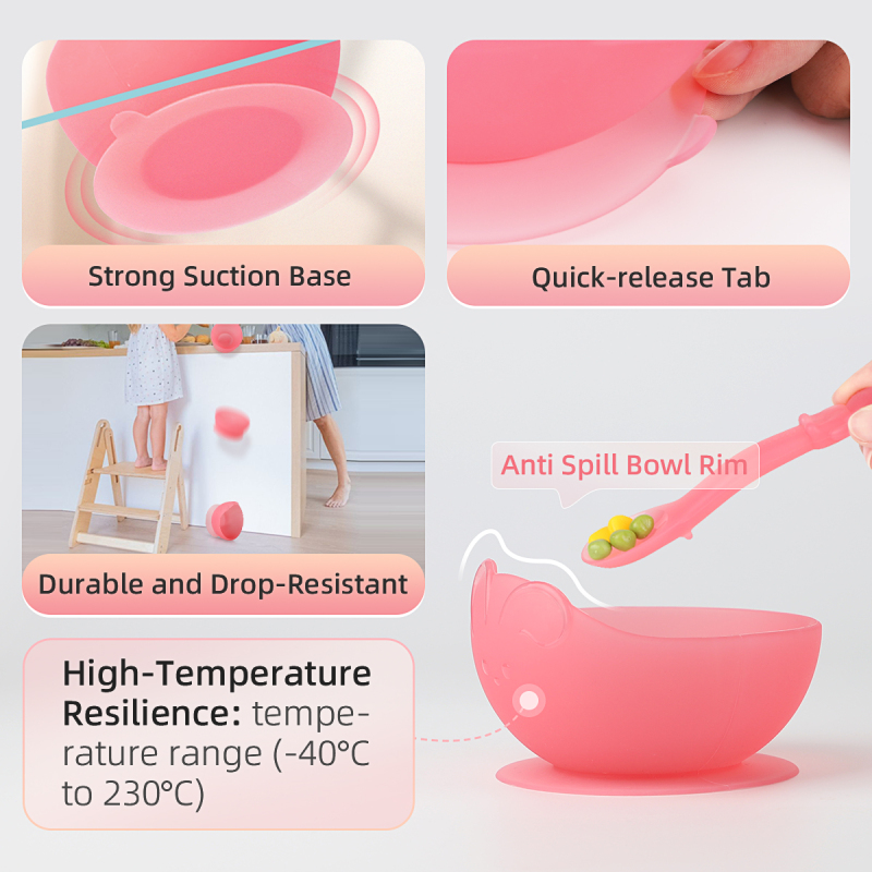 Rabbit Shape Silicone Suction Bowl (with Straw)