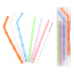 KUHU Bamboo Joint Silicone Straw Set - Perfect for Babies, Toddlers, and Adults - Includes 3 Straight + 3 Bent Straw