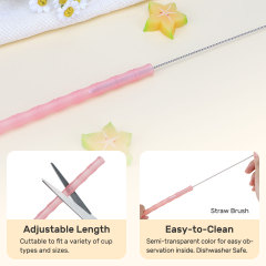 KUHU Bamboo Joint Silicone Straw Set - Perfect for Babies, Toddlers, and Adults - Includes 3 Straight + 3 Bent Straw
