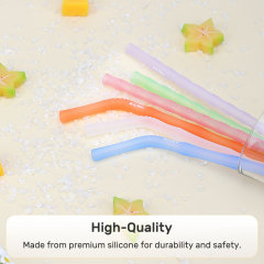 KUHU Bamboo Joint Silicone Straw Set - Perfect for Babies, Toddlers, and Adults - Includes 3 Straight + 3 Bent Straw