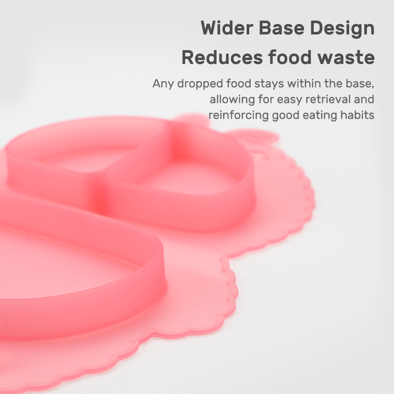 KUHU Silicone Bunny Shape Foldable Plate for Babies & Toddlers - Ideal Baby Plate with Suction, Easy Clean & Portable - Includes Baby Spoon and fork - Perfect for Mealtime Fun!