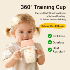 KUHU 360° Training Cup – Platinum Silicone Slow-Flow Spill-Proof Cup (240ml)