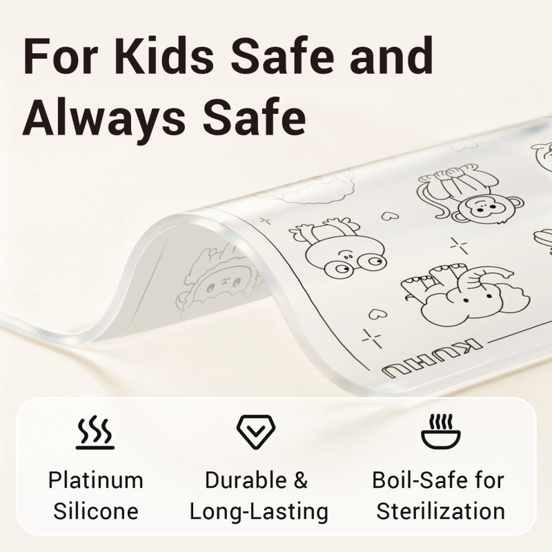 KUHU Platinum Silicone Kids Dining & Drawing Mat – Reusable, Non-Slip, Easy-Clean