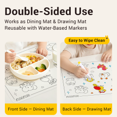 KUHU Platinum Silicone Kids Dining & Drawing Mat – Reusable, Non-Slip, Easy-Clean