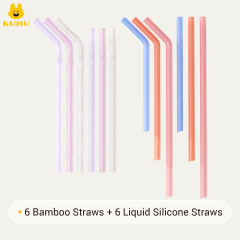 12-Pack Food-Grade Silicone Straw Set for Babies & Families