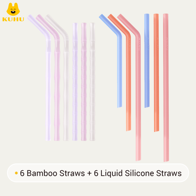 12-Pack Food-Grade Silicone Straw Set for Babies & Families