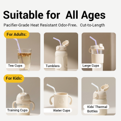12-Pack Food-Grade Silicone Straw Set for Babies & Families