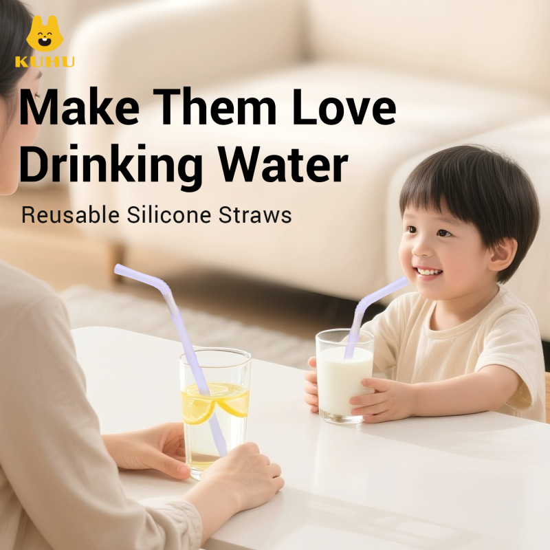 12-Pack Food-Grade Silicone Straw Set for Babies & Families