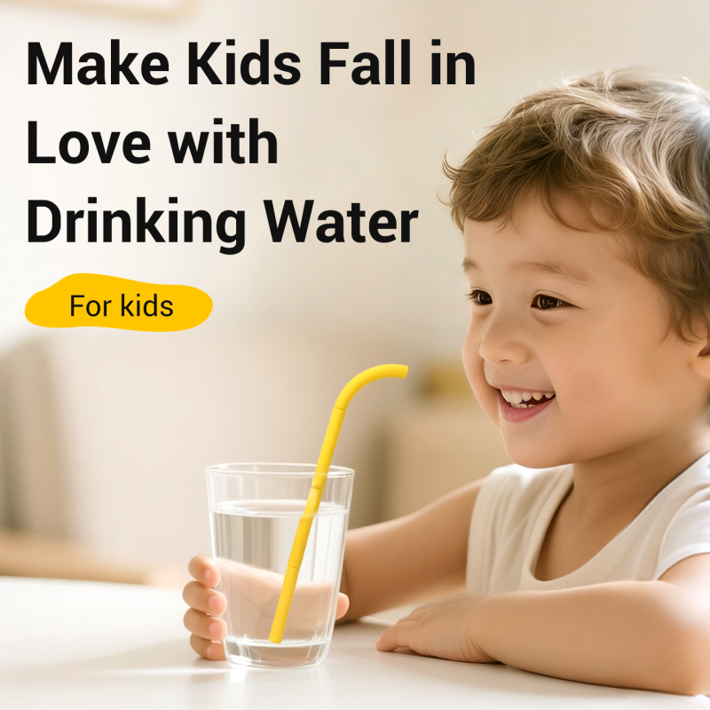 2-in-1 Silicone Straw & Connectable Toy for Kids — Food-Grade, Heat-Resistant, Odor-Free, Reusable Straw & Play Set