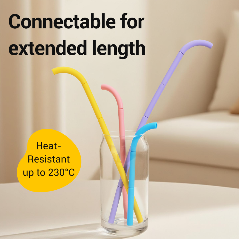 2-in-1 Silicone Straw & Connectable Toy for Kids — Food-Grade, Heat-Resistant, Odor-Free, Reusable Straw & Play Set