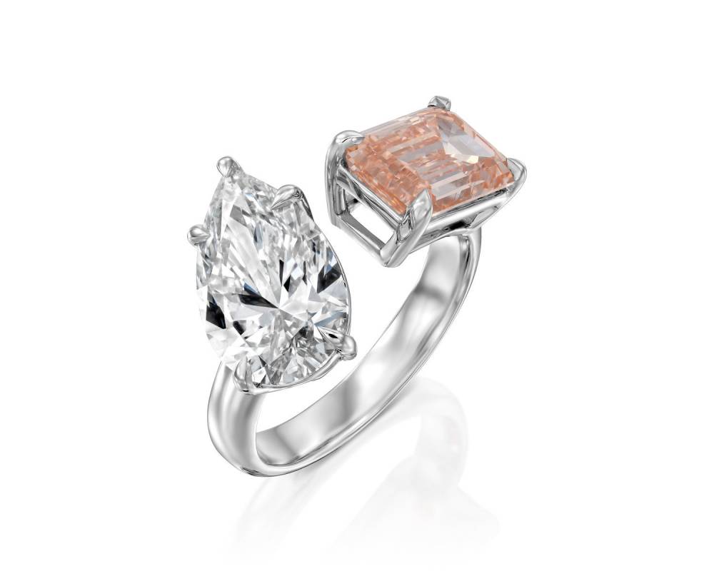 Engagement Ring with Fancy Pink 1 Carat Lab Diamonds