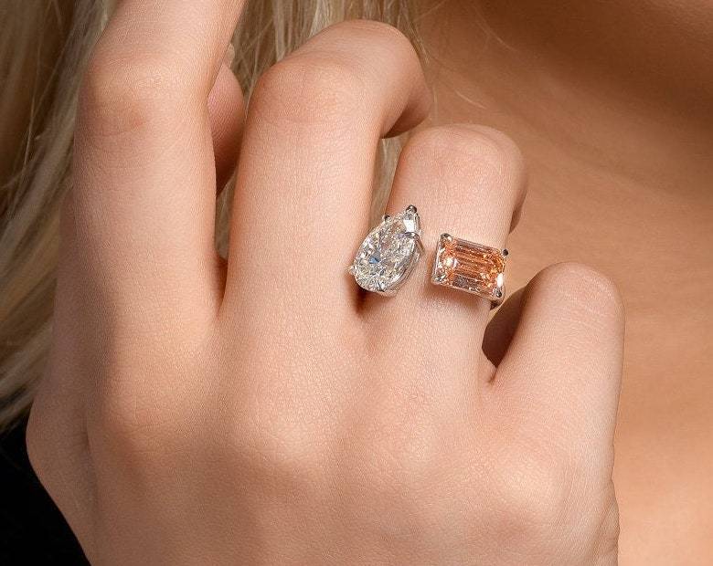 Engagement Ring with Fancy Pink 1 Carat Lab Diamonds
