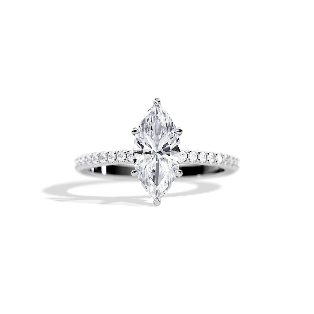 1.5CT Marquise Engagement Ring Hidden Halo Bridal Ring