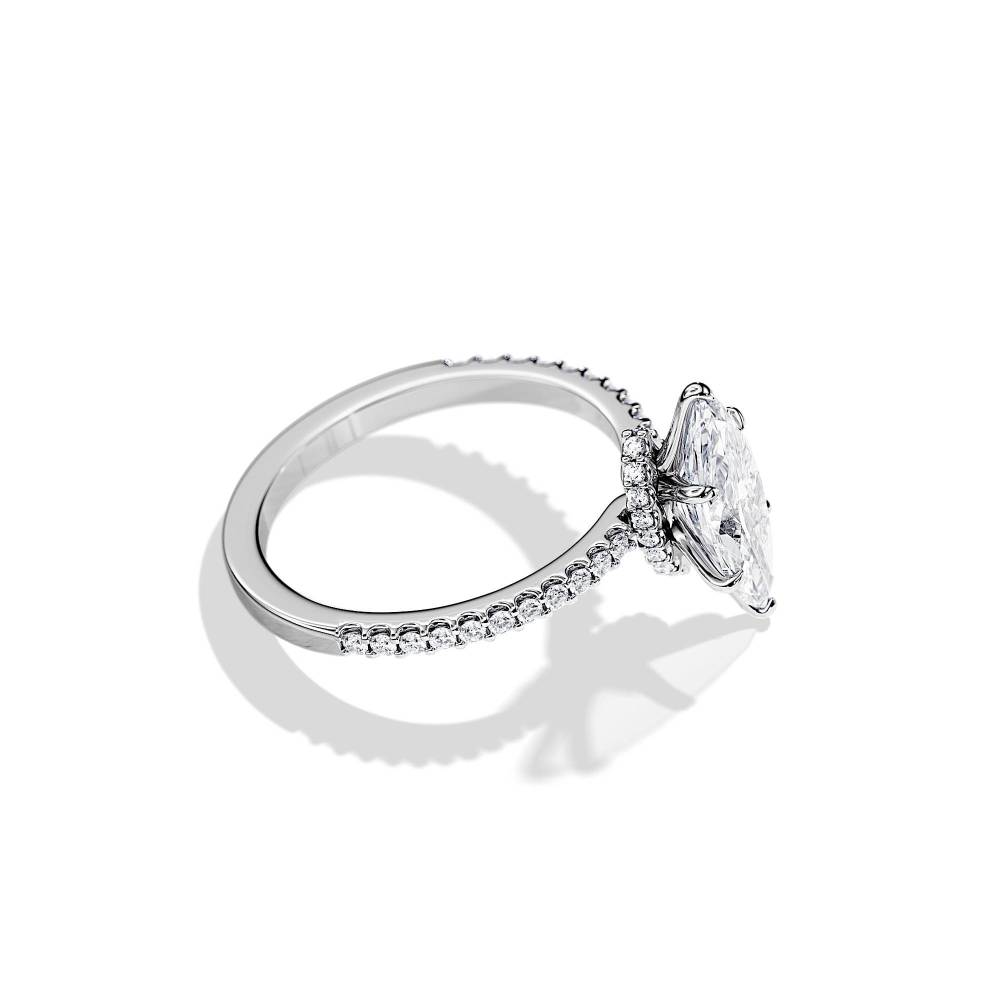 1.5CT Marquise Engagement Ring Hidden Halo Bridal Ring