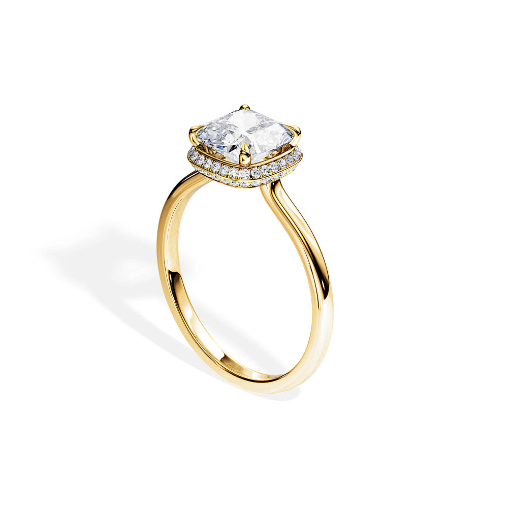 1.5 Carat Cushion Diamond Ring Halo Engagement Dainty Ring