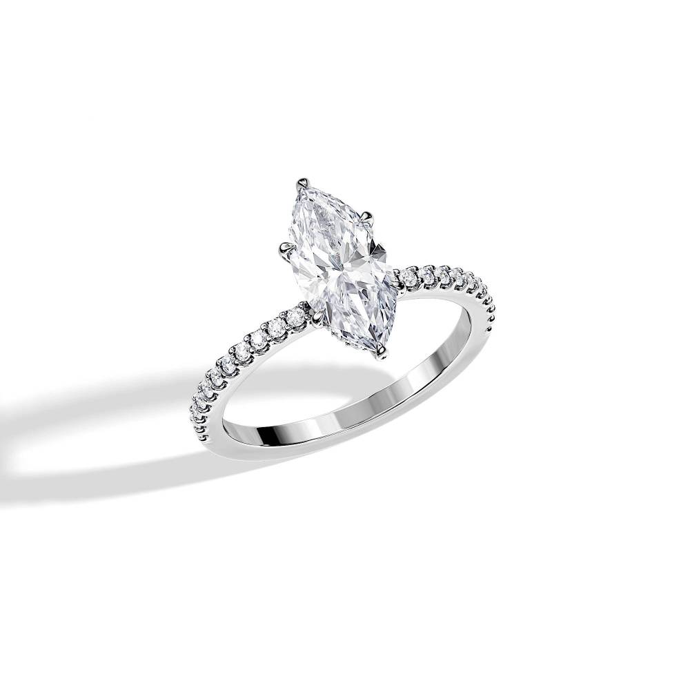 1.5CT Marquise Engagement Ring Hidden Halo Bridal Ring