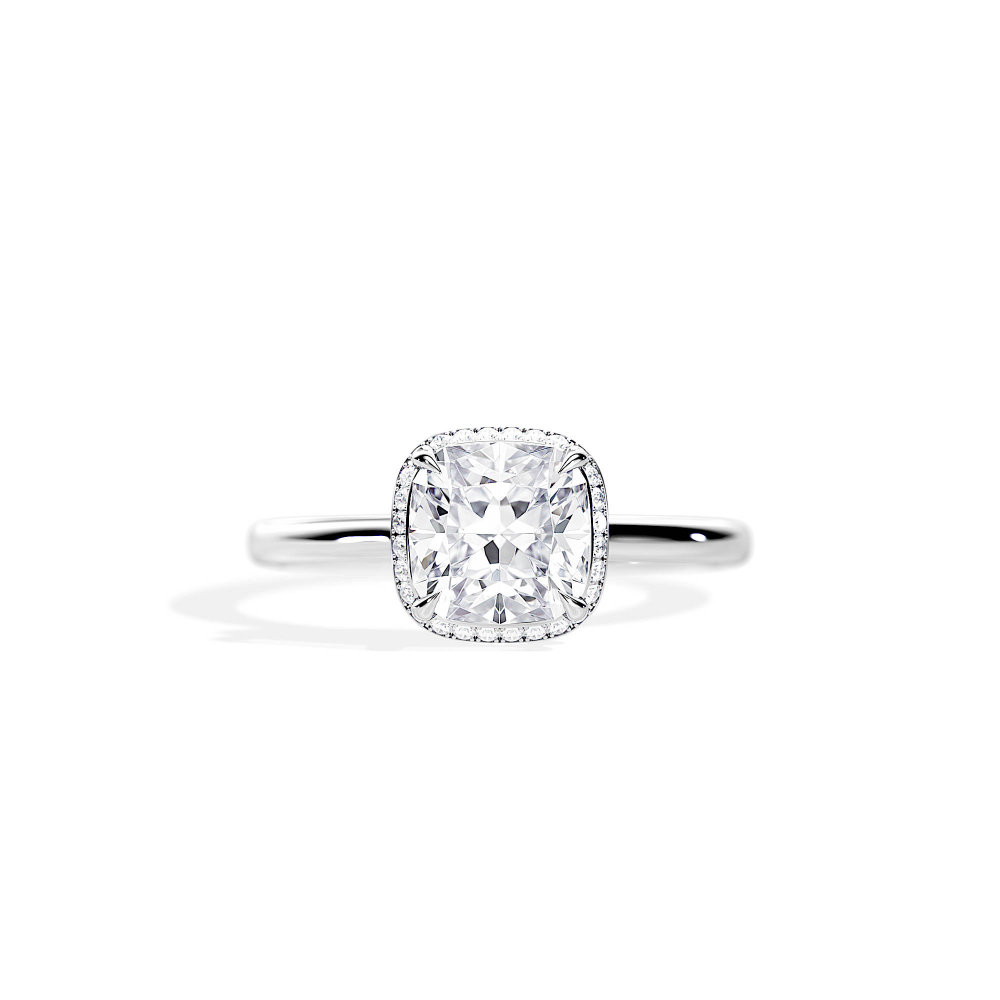 1.5 Carat Cushion Diamond Ring Halo Engagement Dainty Ring