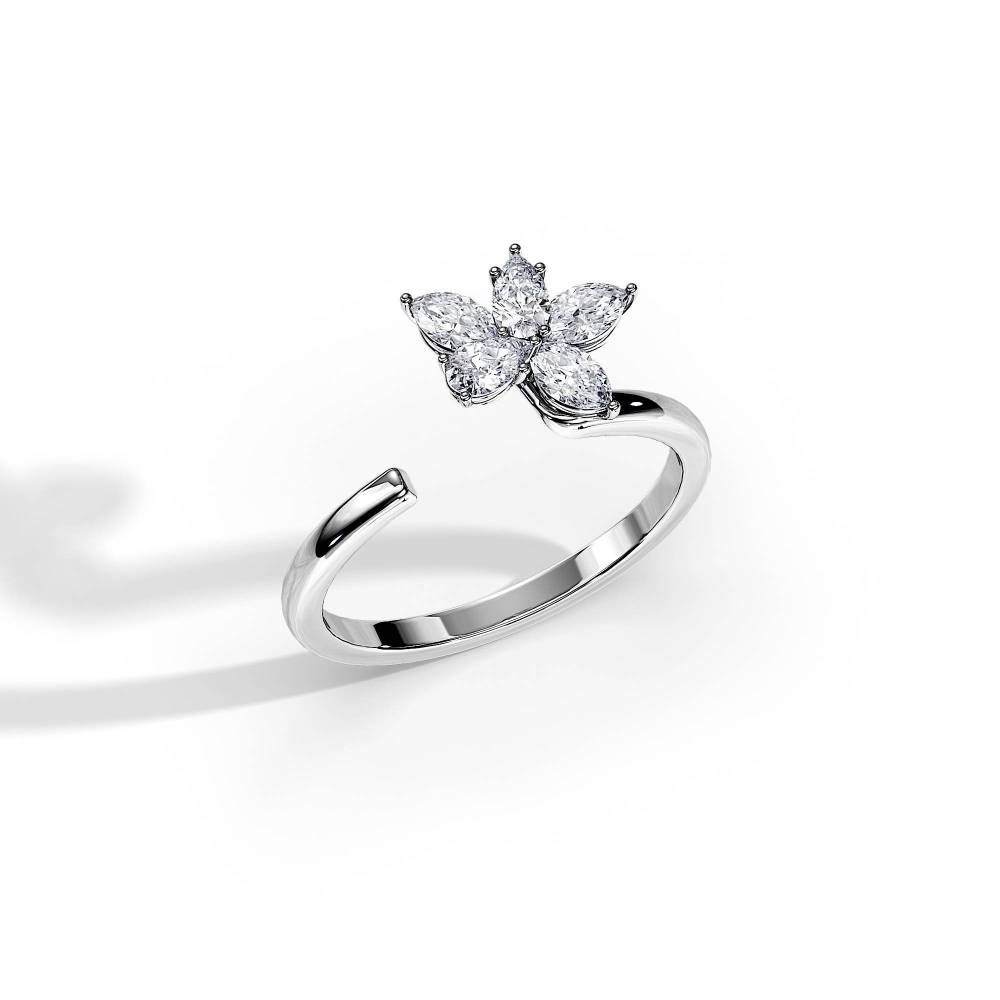 0.5 Carat Wedding Band Butterfly Diamond Ring Women