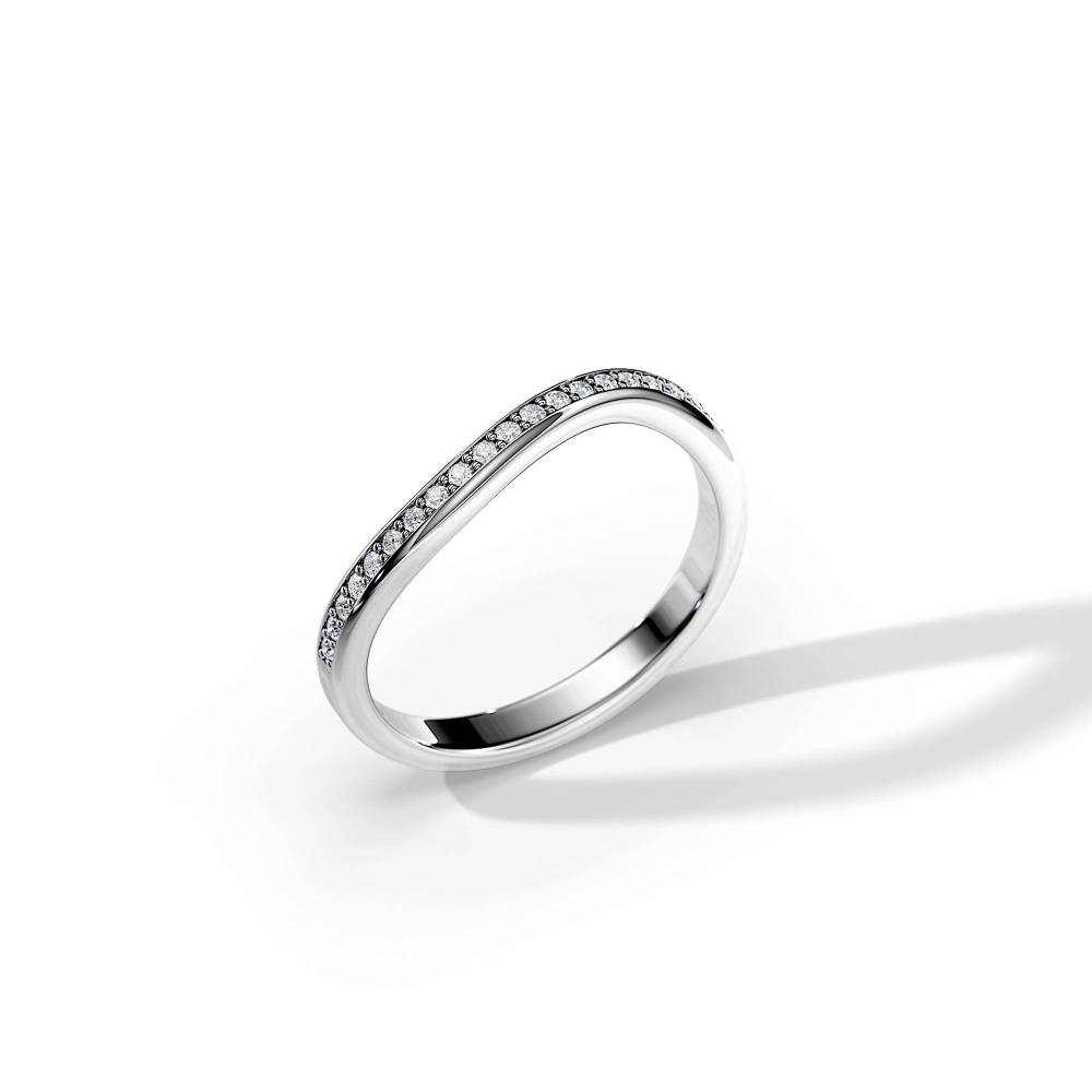 Curved Channel Set man made Diamond Wedding Band