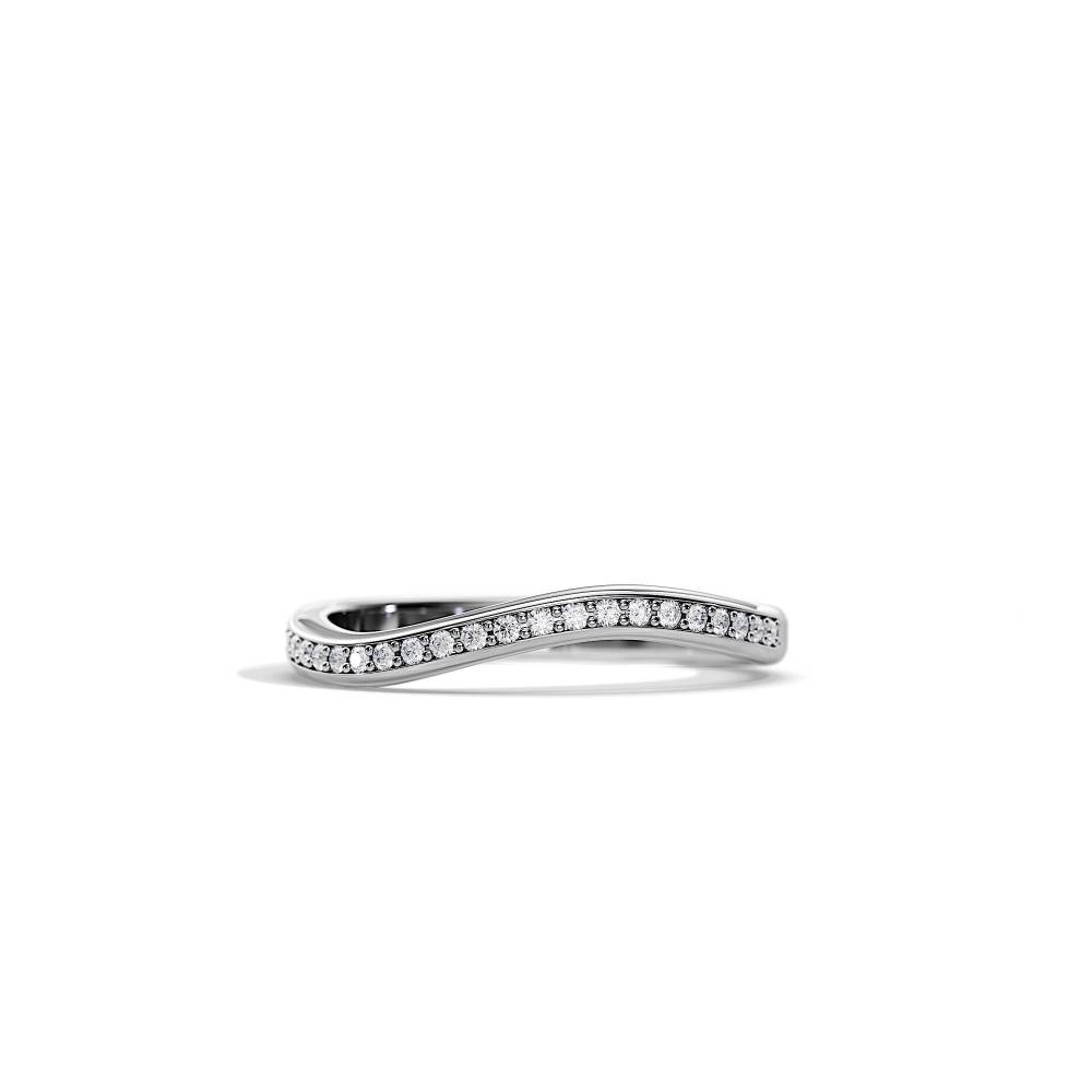 Curved Channel Set Diamond Wedding Band