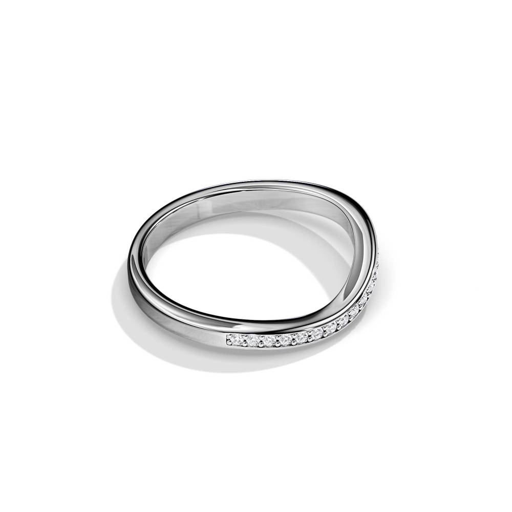 Curved Channel Set Diamond Wedding Band White gold