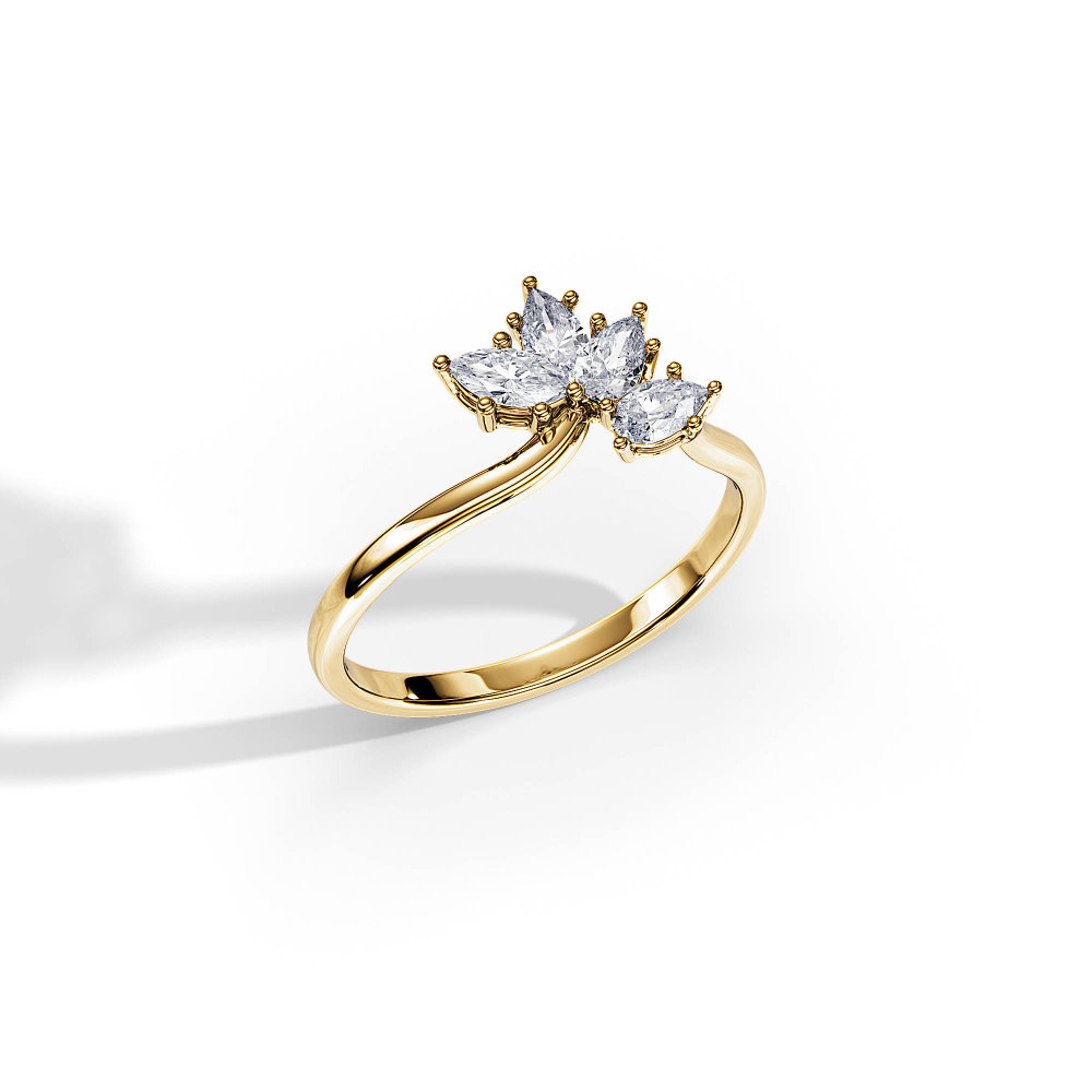 Wedding Band  Pear Marquise Diamonds in 18K yellow gold
