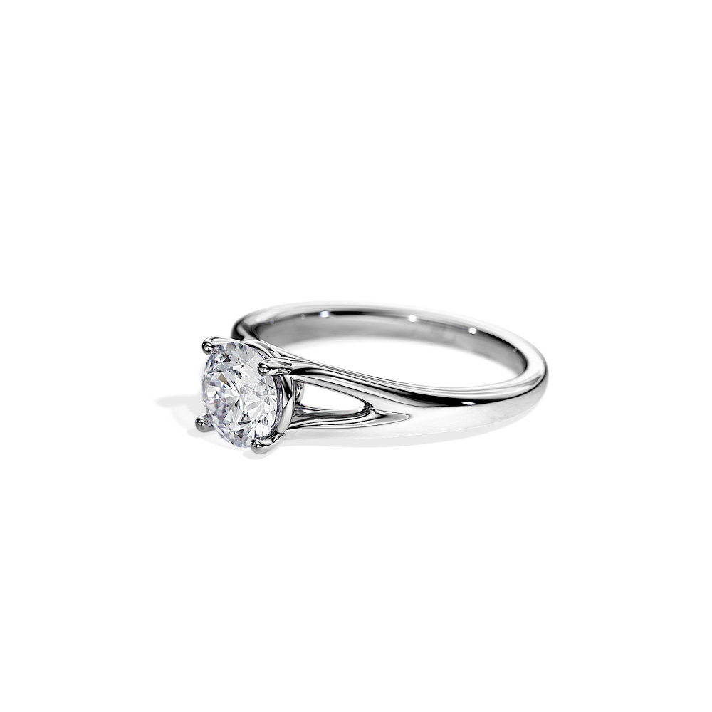 1 Carat Minimalist Split Shank Synthetic Diamond Engagement Ring