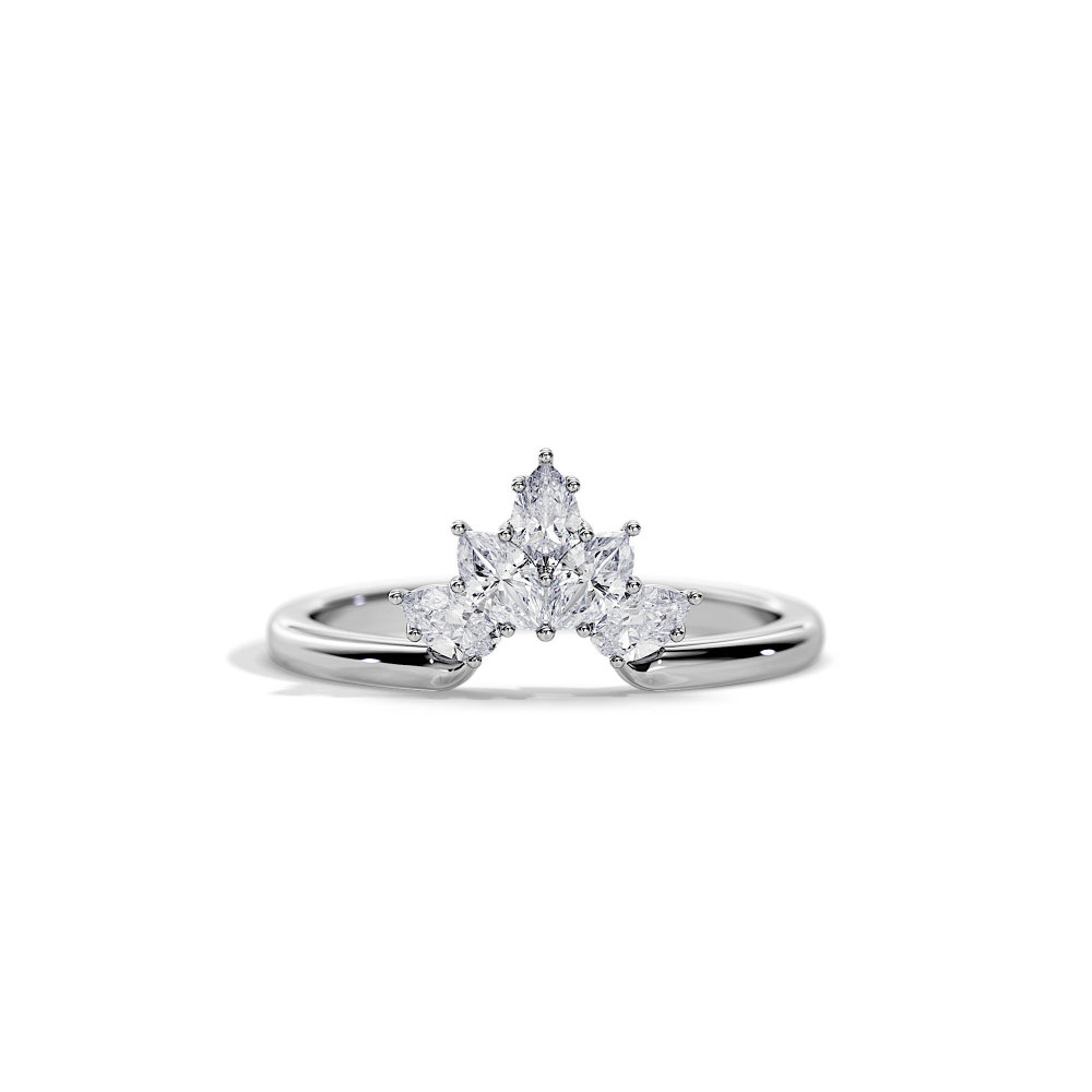 5 lab Created Diamonds Petal Wedding Ring