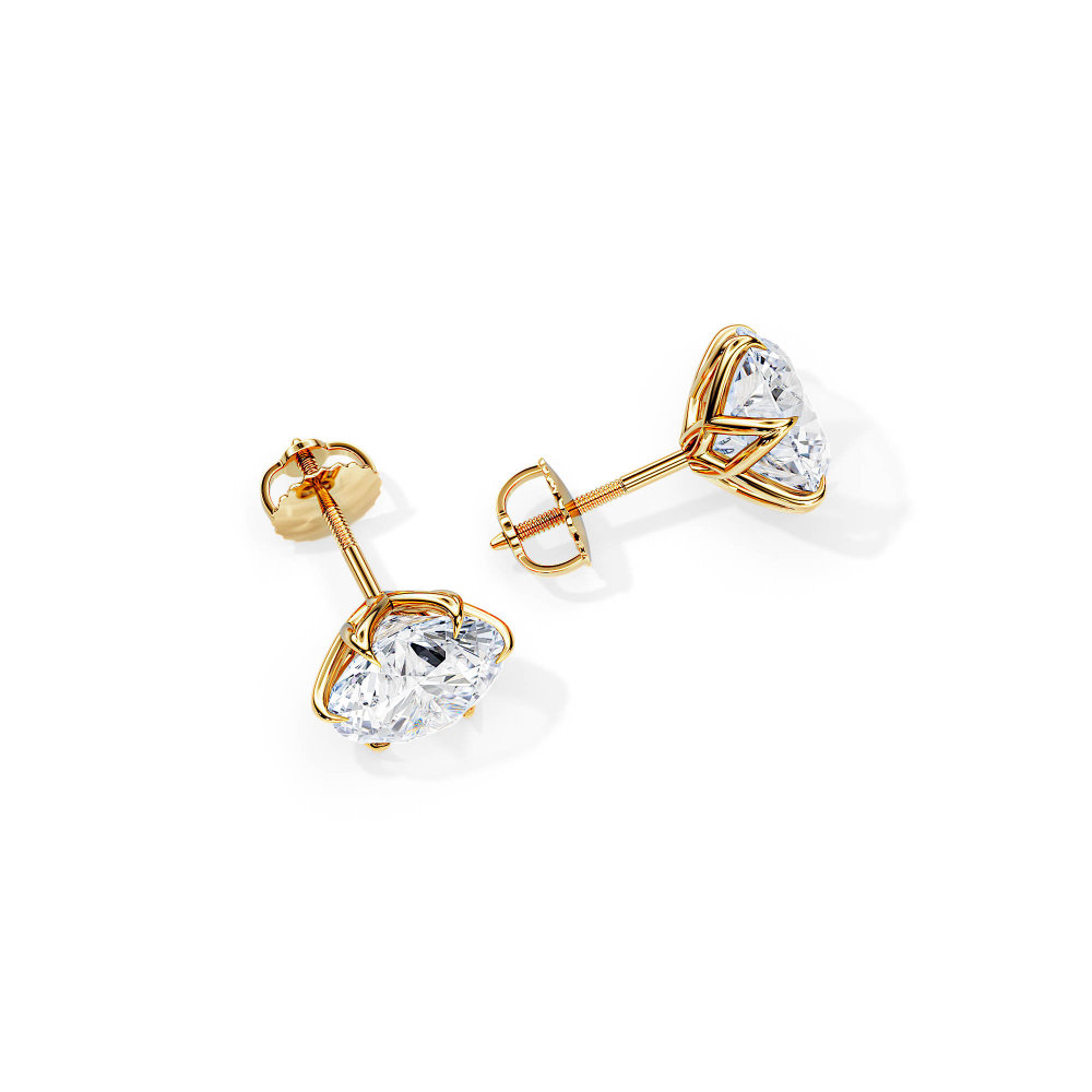 3 Carat Lab Diamond Lotus Stud Earrings Gold Minimalist Stud