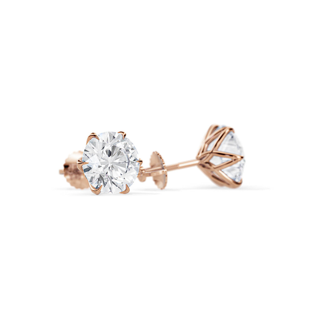 3 Carat Lab Diamond Lotus Stud Earrings Gold Minimalist Stud