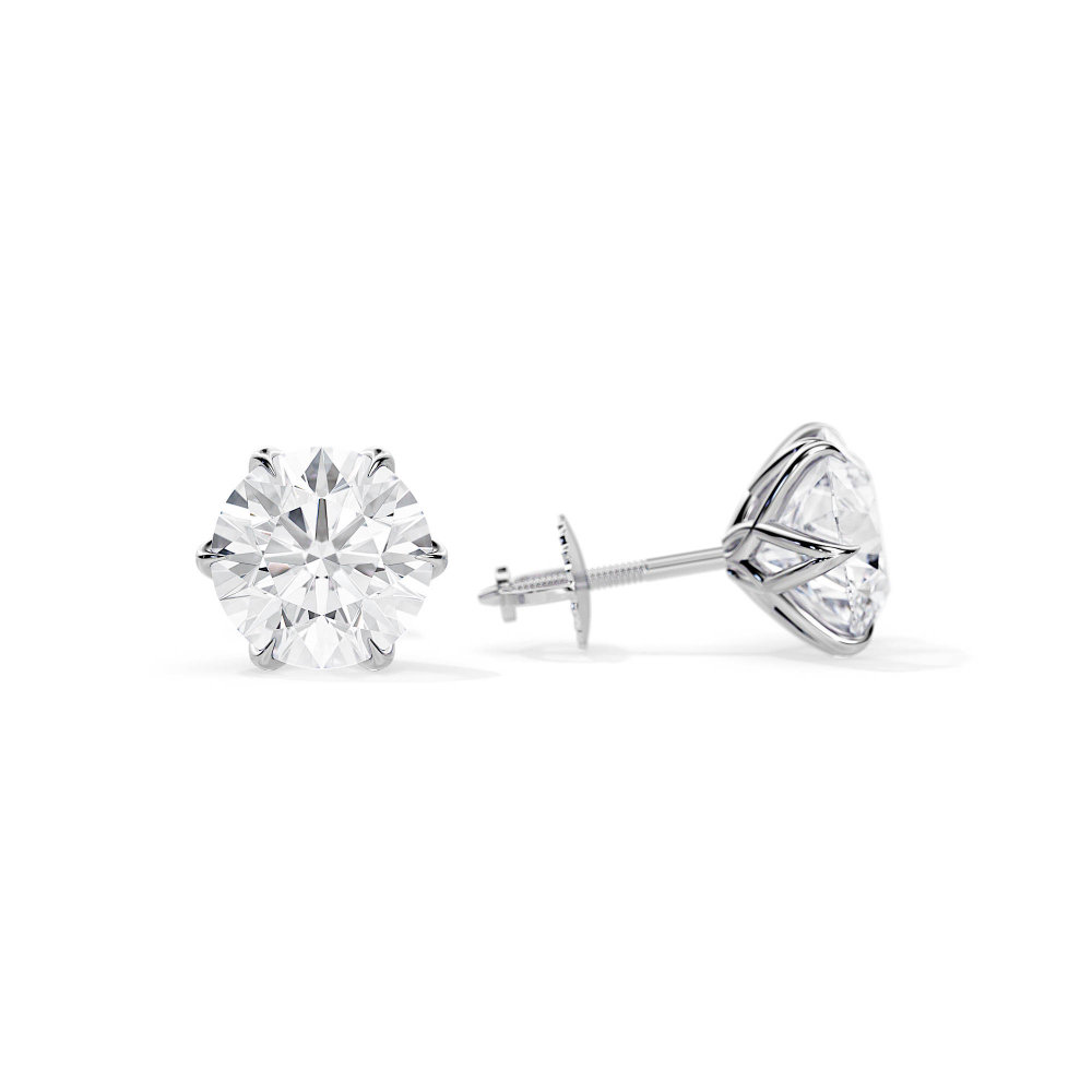 3 Carat Lab Diamond Lotus Stud Earrings Gold Minimalist Stud