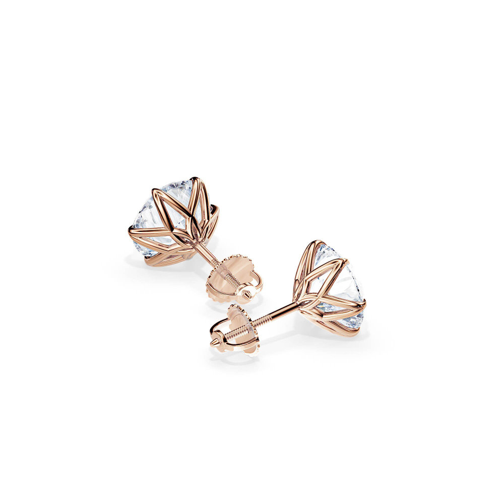 3 Carat Lab Diamond Lotus Stud Earrings Gold Minimalist Stud