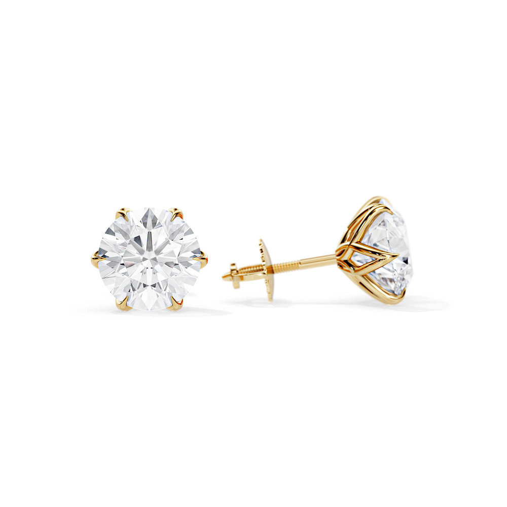 3 Carat Lab Diamond Lotus Stud Earrings Gold Minimalist Stud