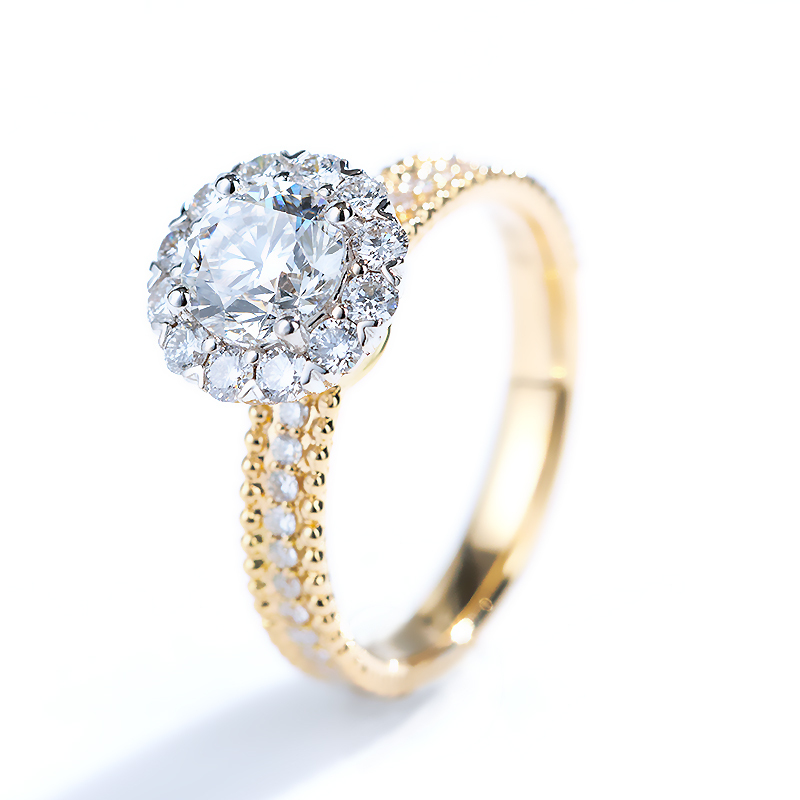 18k Gold Diamond Ring Lab Ring Engagement Solitaire Diamond Jewelry