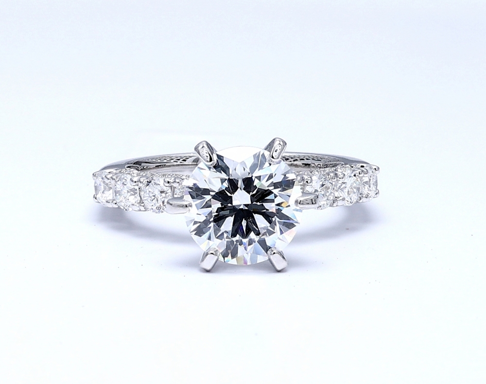 3.747 ct. tw. Solitaire Hidden Halo Lab Cultured Diamond Front view