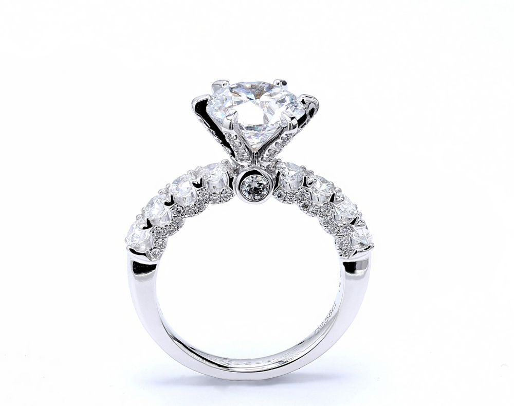 3.747 ct. tw. Solitaire Hidden Halo Lab Cultured Diamond With Half Pave Band 1.167 Accents