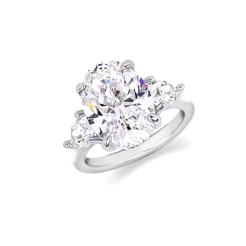 Oval-cut teardrop diamond ring